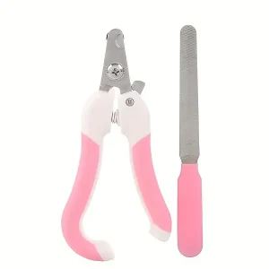 2pcs Pet Claw Care Set, Stainless Steel Nail Clippers and File for Cats and Dogs, Professional Grooming Tools for Home Use - Manual, Uncharged & No Battery Required