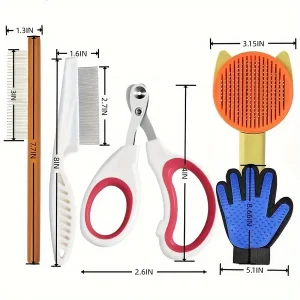 Cat grooming comb cat de-fluffing jerk cat artifact cleaner Ragdoll pet brush special cat cat supplies 5-piece set